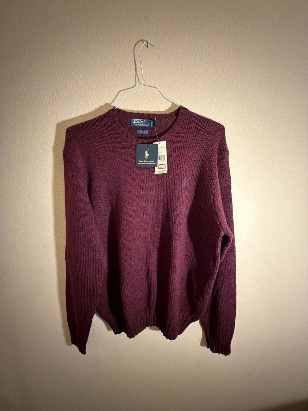 Polo Ralph Lauren The Luxury Cotton Sweater Burgundy Size Large NWT